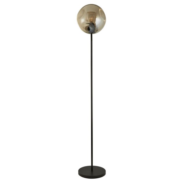 Lampadaire Noir Champagne E27 150 cm Verre Métal