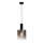 Lampe à suspendre verre métal D : 22 cm E27 Noir Gris Fumé