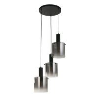 Lampe à suspendre verre fumé 3 flammes noir...