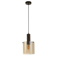 Suspension verre métal brun ambre E27 D : 20 cm