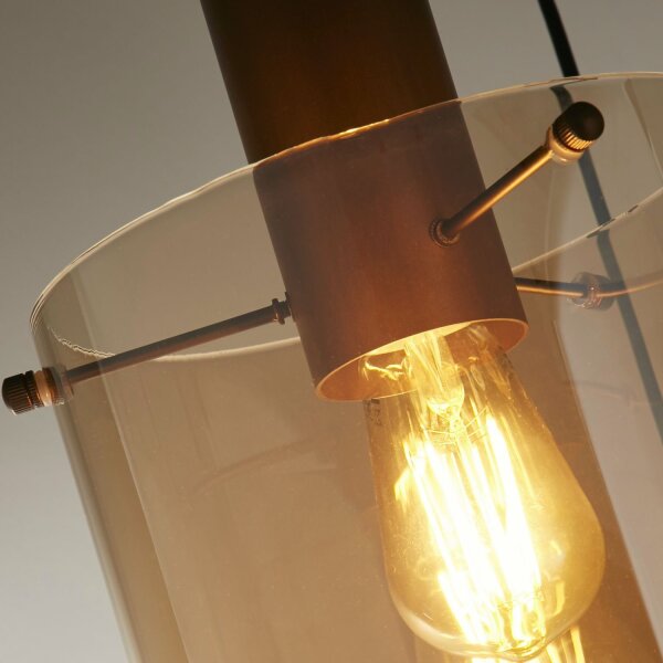 Lampe à suspendre 3 flammes brun ambre E27 D : 47 cm