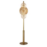 Lampadaire verre métal 151 cm laiton ambre clair...