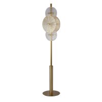 Lampadaire verre métal 151 cm laiton ambre clair...