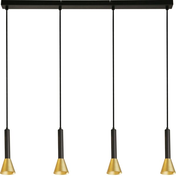 Lampe à suspendre 4 flammes en noir or GU10 métal rétro