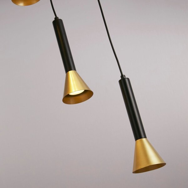 Lampe à suspendre à 5 flammes GU10 Ø 37 cm en noir et or