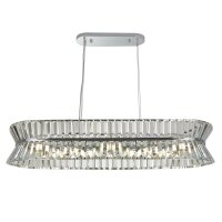 Lampe à suspendre chrome clair cristal 10x G9 L :...