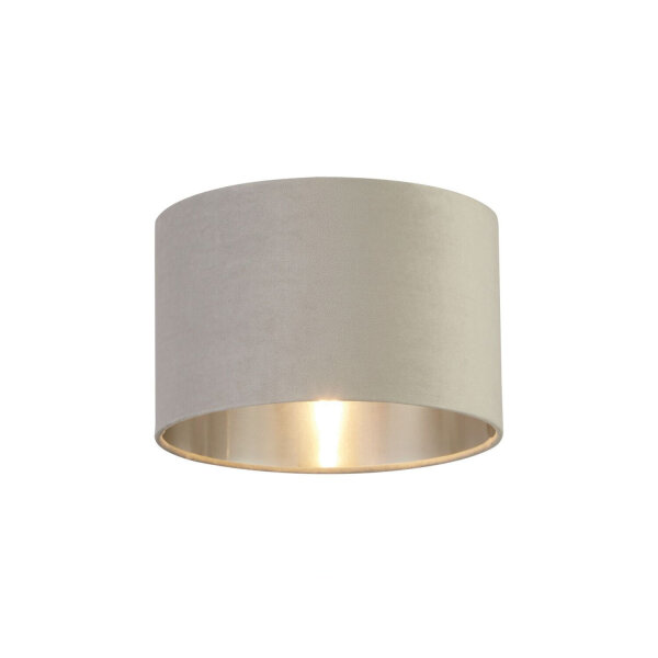 Abat-jour gris clair argent velours rond D : 28 cm pour lampe à suspendre