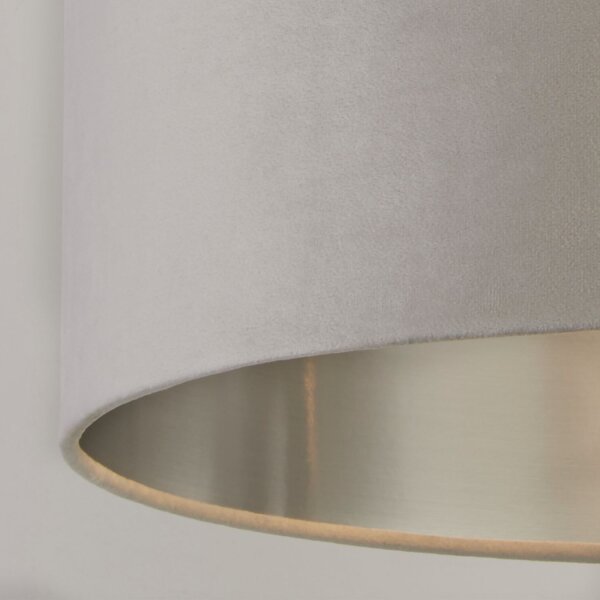 Abat-jour velours gris clair argent D : 38 cm Lampe à suspendre