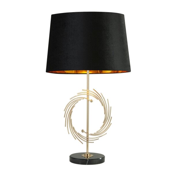 Lampe de table 56 cm D : 35 cm E27 en or noir rond