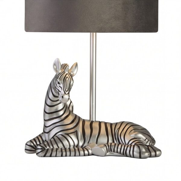 Lampe de table moderne 35 cm Zebra E27 en argent noir