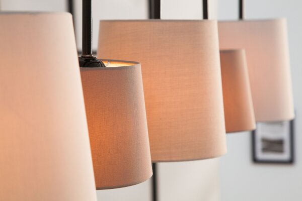 Suspension Noir Marron Beige Tissu Métal 5-flmg