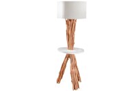 Lampadaire tripode bois lin tablette 153 cm faible...