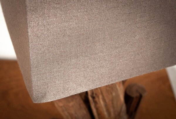 Lampe de table tissu bois anti-éblouissement E14 45 cm en brun naturel