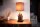 Lampe de table tissu bois anti-éblouissement E14 45 cm en brun naturel
