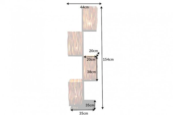 Lampadaire bois branches 154 cm E27 4-flamme décoratif