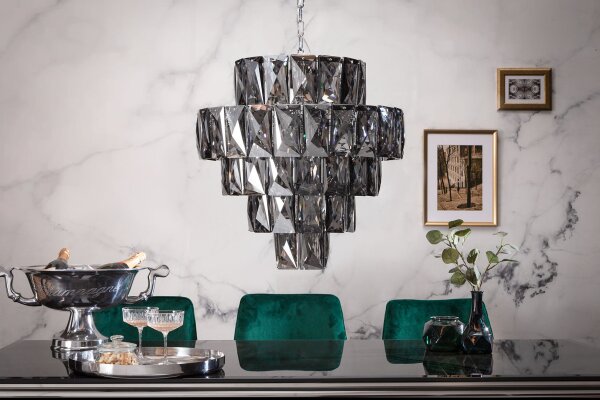 Lampe à suspendre verre gris Ø50 cm 6-flamme E14 stylée