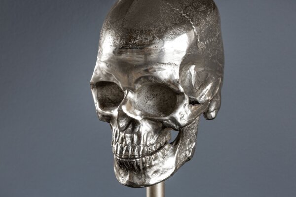 Lampe de table argent noir tête de mort E27 métal tissu