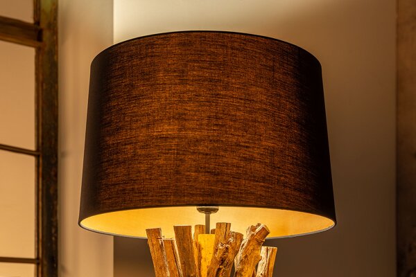 Lampadaire naturel noir or 151 cm bois coton