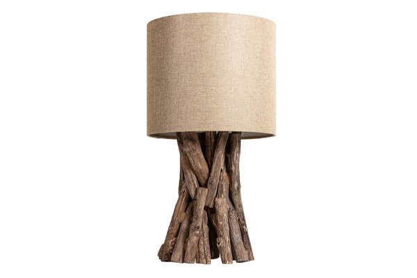 Lampe de table Blendarme bois lin 50 cm E27 confortable