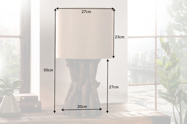 Lampe de table Blendarme bois lin 50 cm E27 confortable