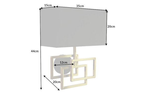 Applique tissu anti-éblouissement P:20 cm E27 en or noir