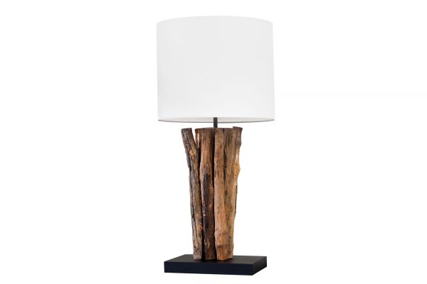 Lampe de table bois tissu blanc 58 cm grand E27 faible éblouissement
