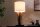 Lampe de table bois tissu blanc 58 cm grand E27 faible éblouissement
