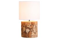 Lampe de chevet Blanc Nature Tissu Bois 45 cm confortable