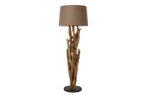 Petit lampadaire Tissu Bois Gris E27 H:150 cm faible...