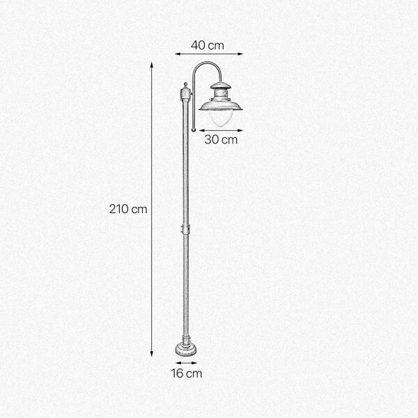 Lampe dallée IP44 en bronze antique E27 210 cm verre laiton
