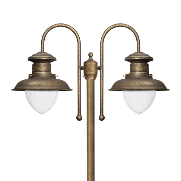 Lampe dextérieur à 2 flammes 210 cm E27 IP44 laiton Maritim