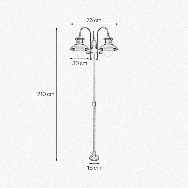 Lampe dallée 3 flammes IP44 E27 210 cm laiton verre