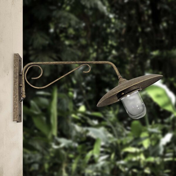 Applique murale extérieure IP44 laiton E27 en bronze antique mat