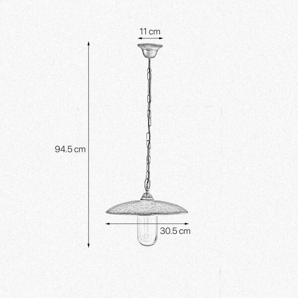 Lampe dextérieur suspendue IP44 E27 Ø 30,5 cm laiton véritable
