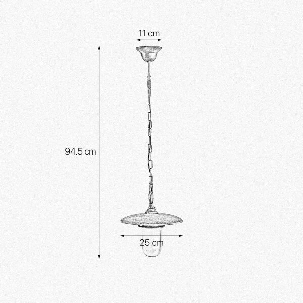 Suspension extérieure IP44 laiton verre E27 Ø 25 cm