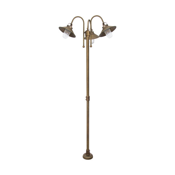 Lampe dallée grande 2,1 m laiton verre IP44 3-flamme E27