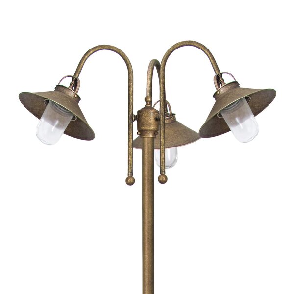 Lampe dallée grande 2,1 m laiton verre IP44 3-flamme E27
