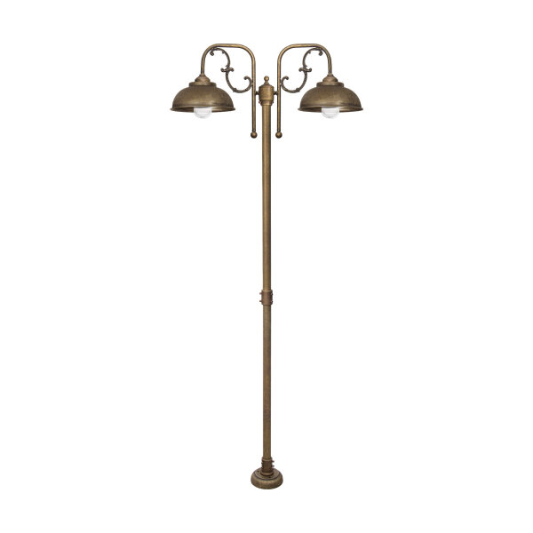 Lampe de chemin rustique IP44 2 flammes E27 210 cm laiton