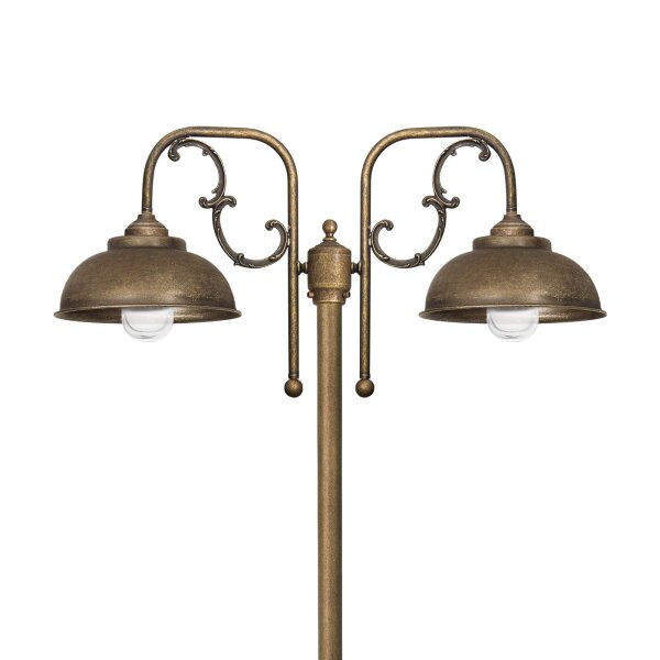 Lampe de chemin rustique IP44 2 flammes E27 210 cm laiton
