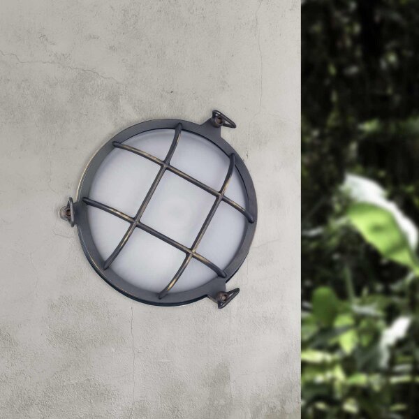 Applique extérieure IP44 Ø 25 cm Maritim véritable laiton verre