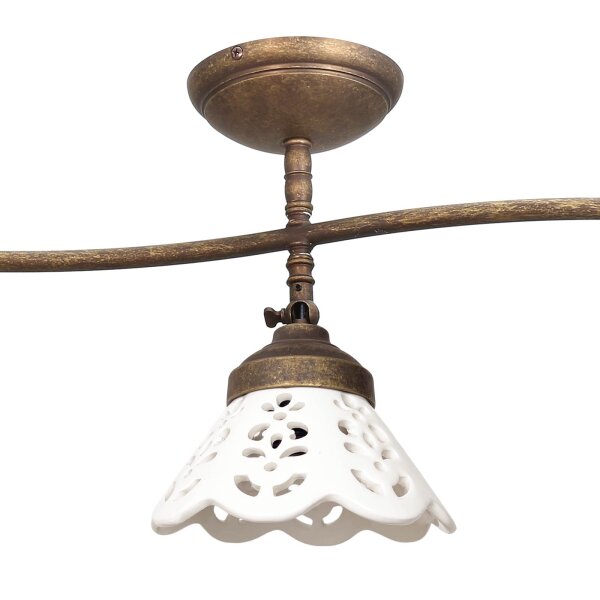 Plafonnier 3 flammes céramique laiton L : 87 cm E14