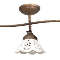 Plafonnier 3 flammes céramique laiton L : 87 cm E14