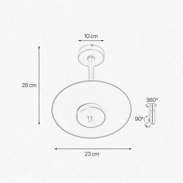 Plafonnier LED 2700 K 1150 lm D : 23 cm rond laiton fer