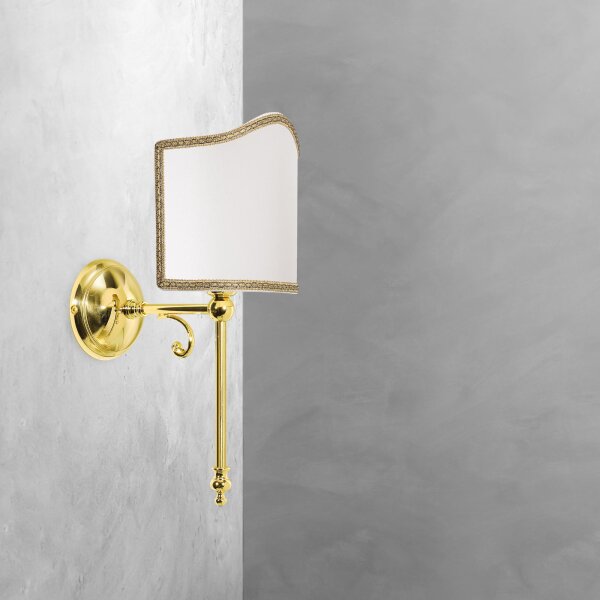 Applique E14 laiton poli tissu blanc Classique