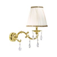 Applique laiton tissu cristal H : 34,5 cm poli blanc E14