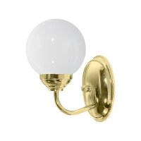 Lampe de salle de bain murale laiton verre abat-jour...