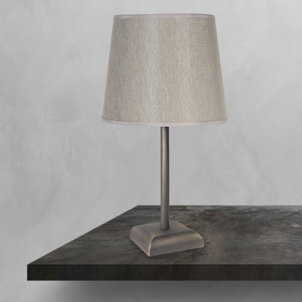 Lampe de chevet E27 laiton tissu 35 cm en bronze mat beige