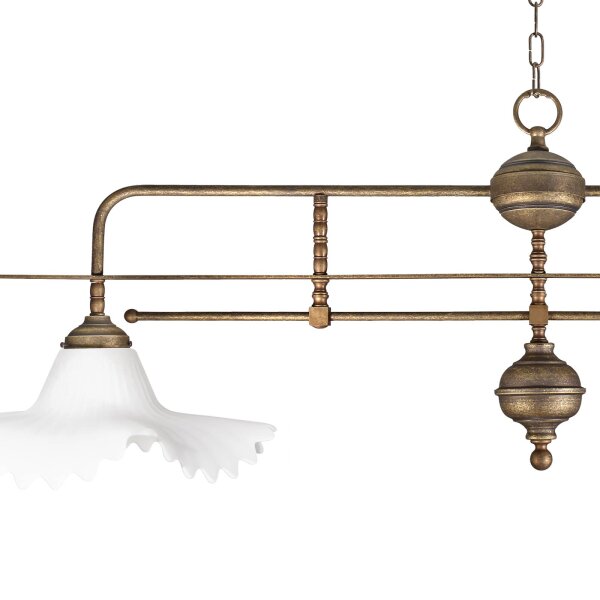 Suspension à 2 flammes en bronze antique blanc E27 laiton verre