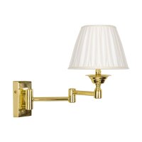 Applique murale laiton poli tissu blanc E14 bras...