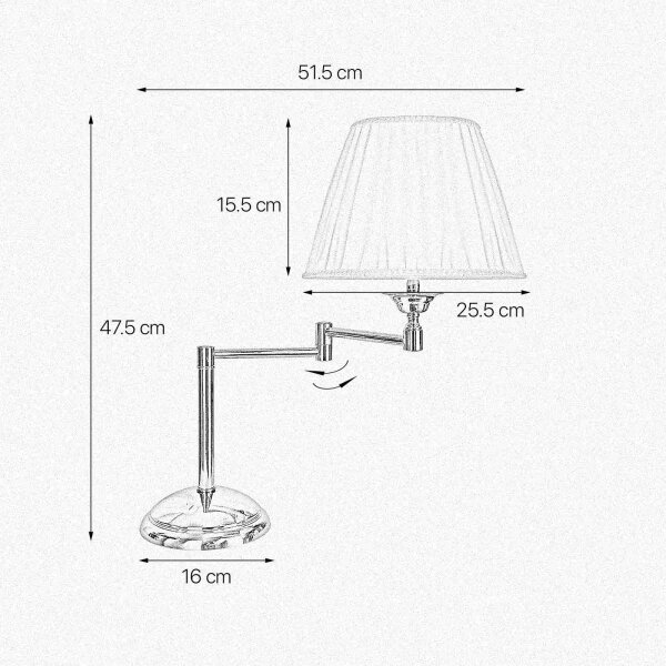Lampe de table réglable 47,5 cm laiton tissu E14